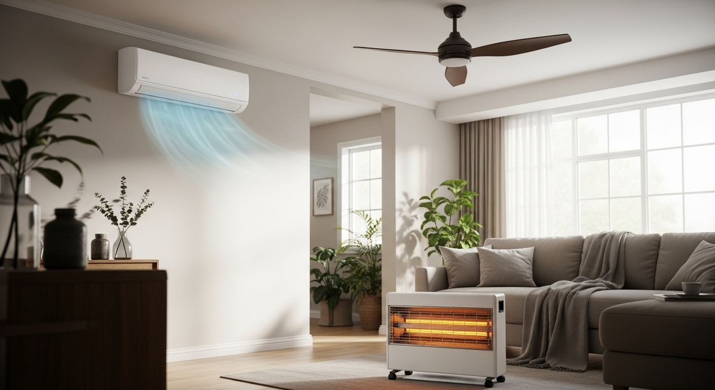 Hệ thống sưởi ấm và làm mát tiết kiệm điện tại Mỹ: Nên chọn máy lạnh, quạt trần hay máy sưởi?