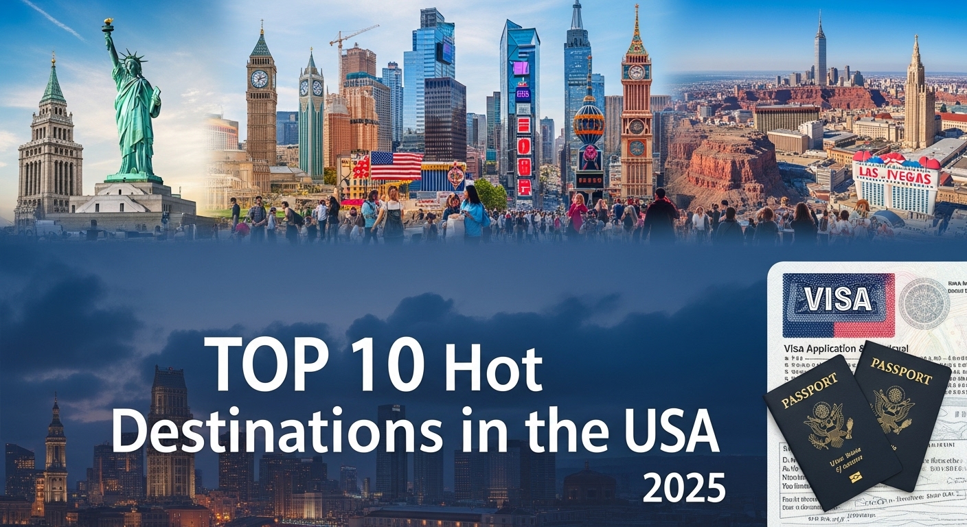 Top 10 điểm đến hot du lịch Mỹ 2025 + Hướng dẫn xin visa Mỹ & du lịch tự túc